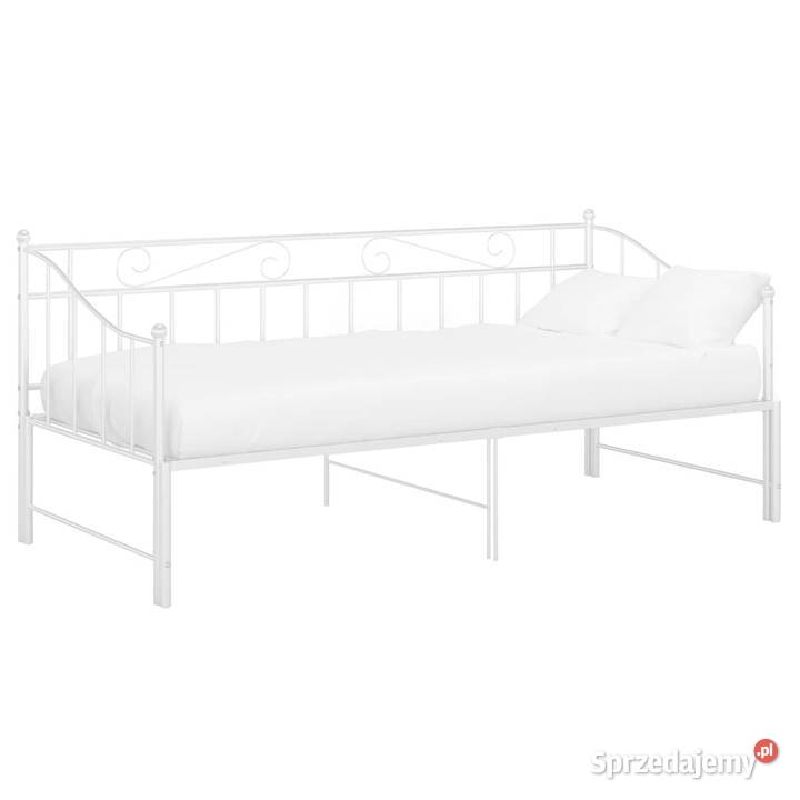 Sofa z wysuwaną ramą łóżka biała metalowa 90x200 mazowieckie