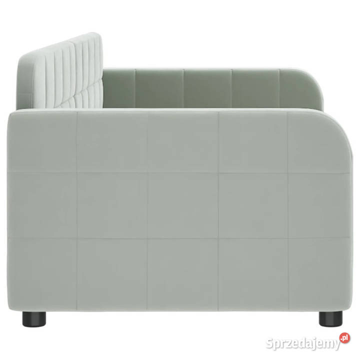 Sofa z funkcją spania jasnoszara obita aksamitem 71cm Łóżka Warszawa sprzedam