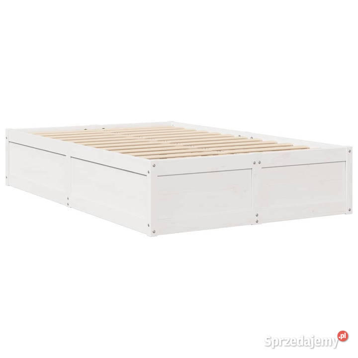 Rama łóżka bez materaca biała lite drewno 37cm