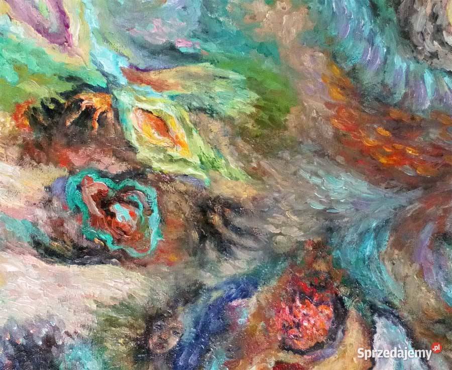 abstrakcja obraz olejny na płótnie kolorowy W1 Malarstwo dolnośląskie Świerzawa