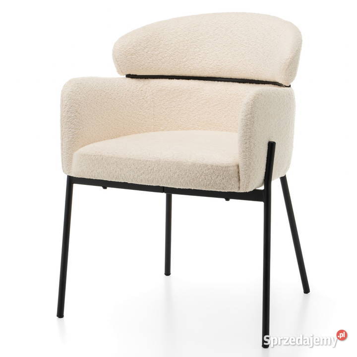 Krzesło Tapicerowane Bolzano Boucle Jasnobeżowe Tarchały Małe sprzedam