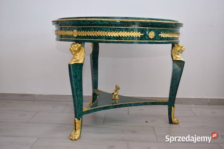 Królewski Drewniany Stół Vintage Malachit Kolor Kraków