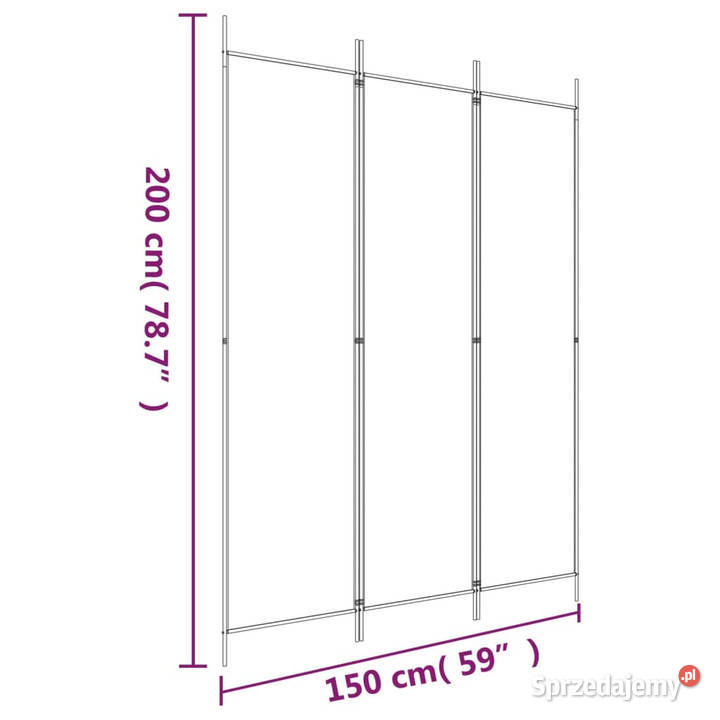 Parawan 3panelowy biały150x200 tkanina WM350178 mazowieckie Warszawa