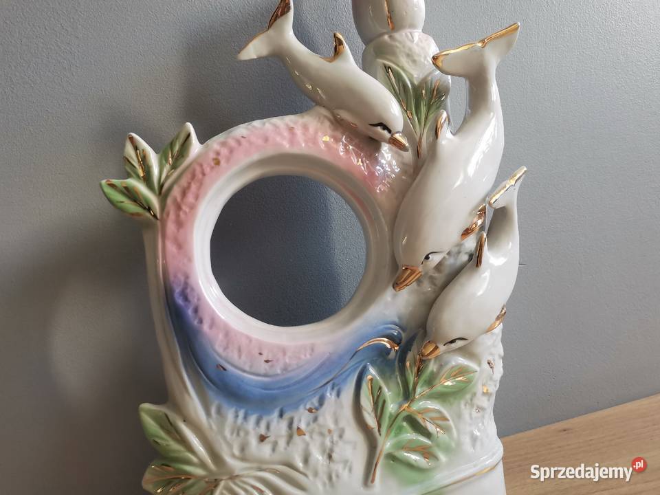 Stara porcelanowa oprawka obudowa zegara Delfiny Porcelana i szkło śląskie Katowice sprzedam