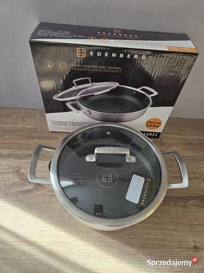 Niski garnek Edenberg EB14921 z pokrywką 28 l Drwalew