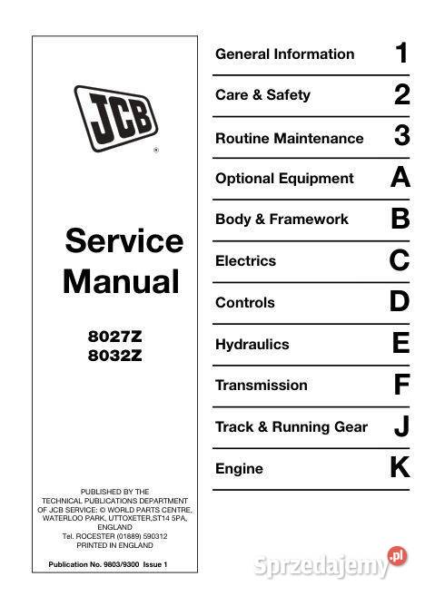 JCB 8027 8032 instrukcja naprawy świętokrzyskie