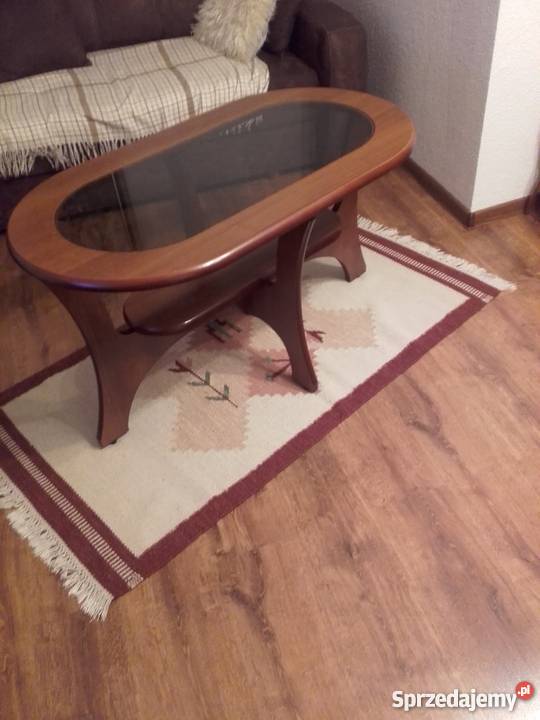 STOLIK KAWOWY ŁĄWA Z SZYBĄ ORZECH Nysa