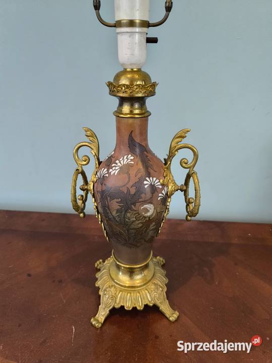 Piękna unikalna lampa mosiądz ceramika malowana Łódź