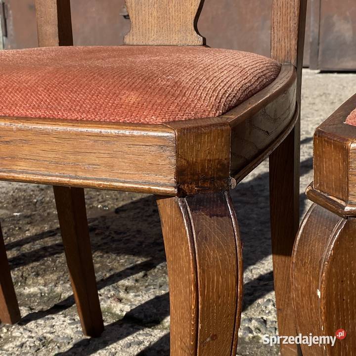 6 stylowych krzeseł dębowych komplet krzesła Gryfice sprzedam