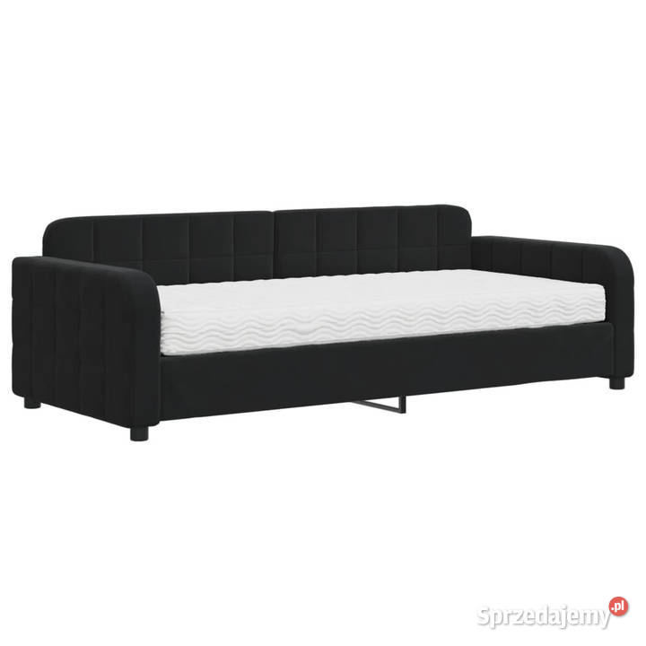 Sofa z materacem do spania czarna aksamit 90x200 mazowieckie Warszawa