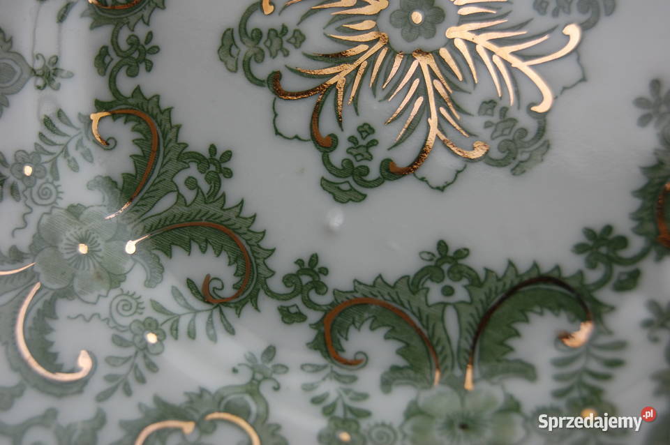 Talerze vintage deserowe zielone chińska zielony Lublin sprzedam
