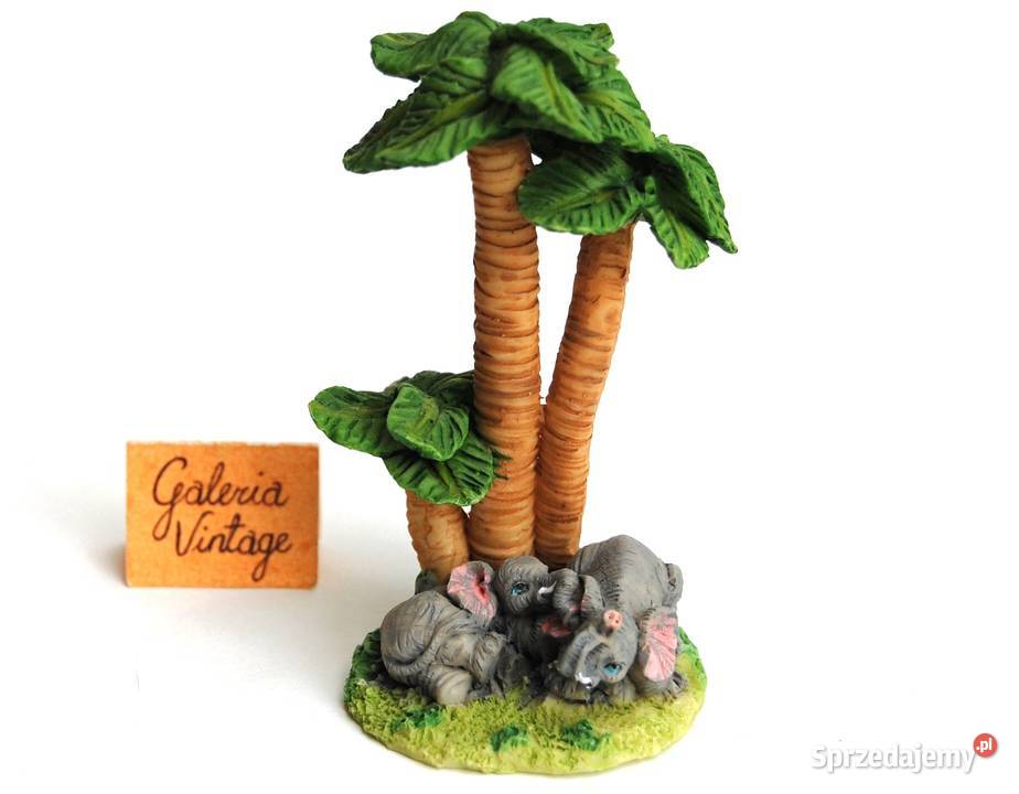 Słoń słonie pod palmami figurka z żywicy Lublin