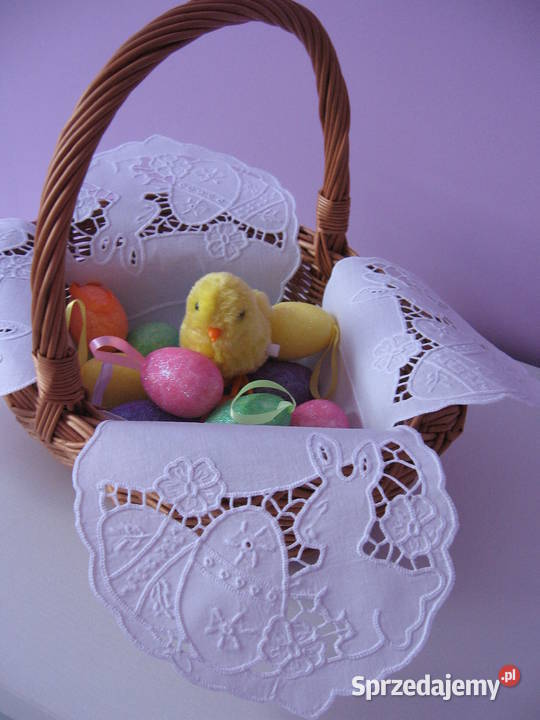 Serweta na wielkanocny koszyk haft richelieu biały Jarocin sprzedam