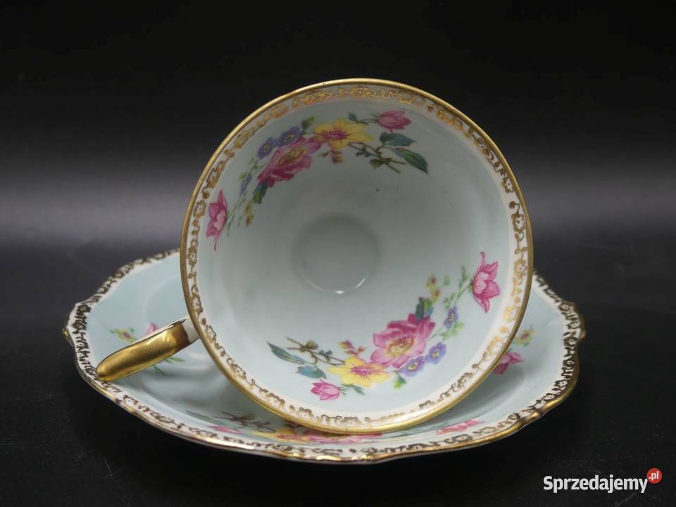 Zjawiskowy komplet do mokki Tułowice Tillowitz Porcelana i szkło Poznań