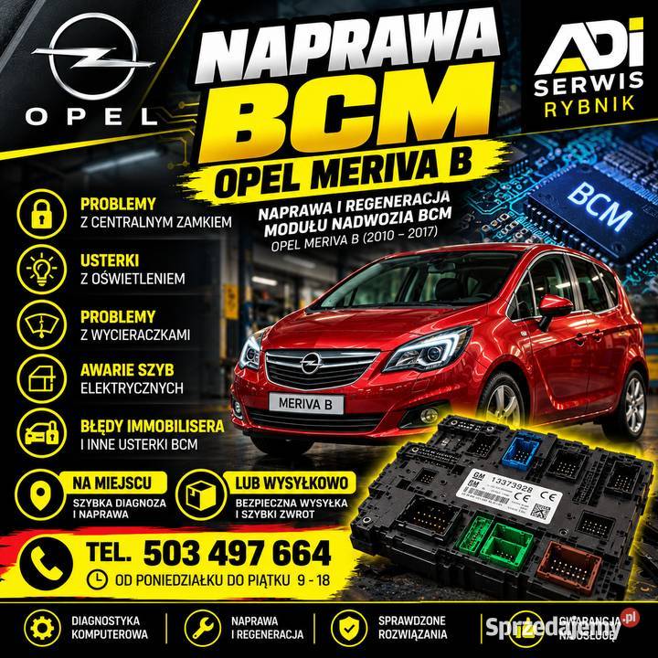 Naprawa wysyłkowa BCM komfortu Opel Meriva B Rybnik