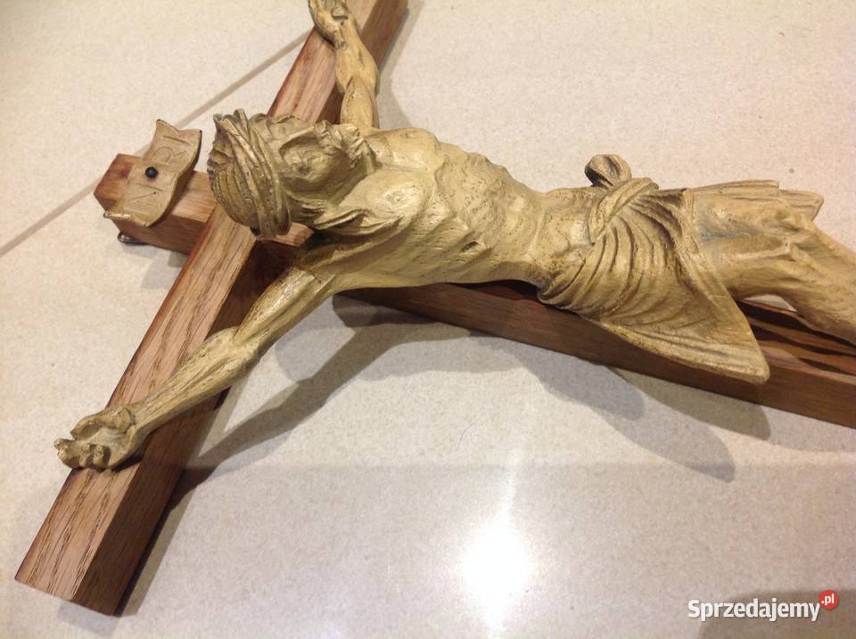Krzyż Drewniany z Figurą Jezusa Krucyfiks do Nowa Sól
