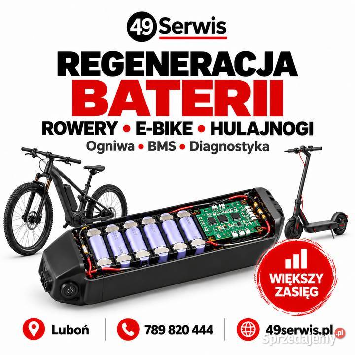 Regeneracja baterii ebike i hulajnóg ogniwa BMS wielkopolskie Luboń