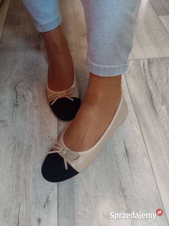 38 Beżowo czarne baleriny wieczorowe NOWE Balerinki Kraków