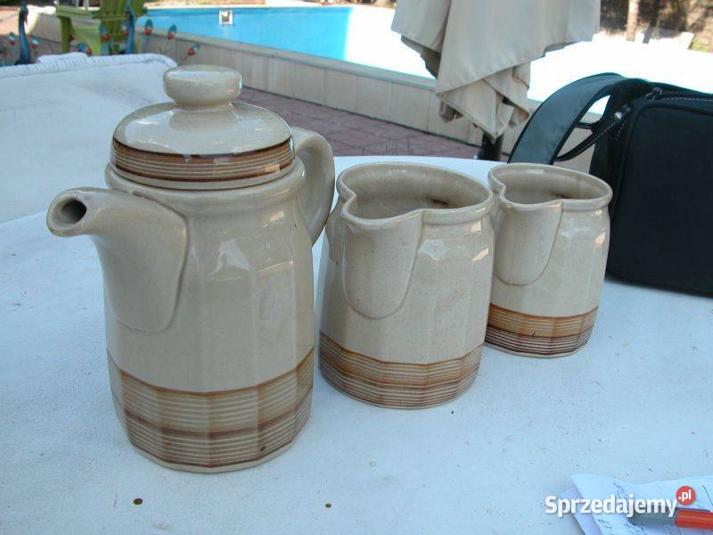 stare ceramiczne dzbanki 3 sztuki sygnowane Gorzów Wielkopolski
