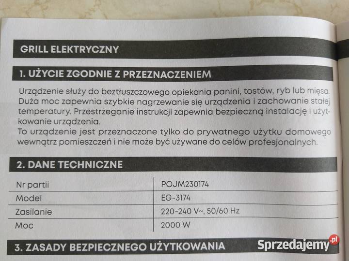 NAJTANIEJ Grill Kontaktowy Elektryczny 2000W Zabrze