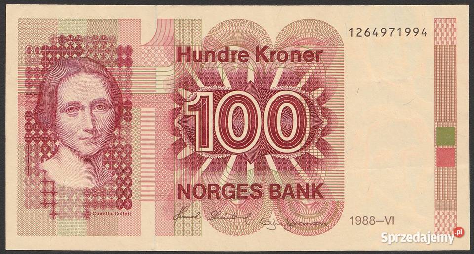 norwegia 100 koron 1988 stan 2 sprzedam