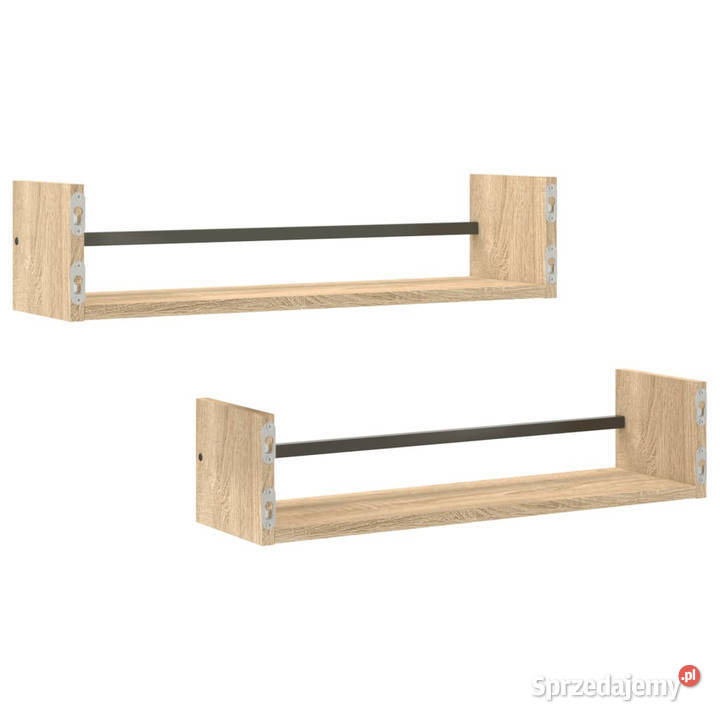 Półki ścienne z drążkami 2 dąb sonoma 60x16x14 Warszawa