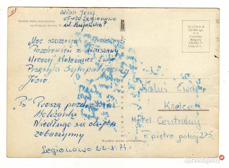 ZACHÓD SŁOŃCA JEZIOREM POCZTÓWKA Krynki sprzedam