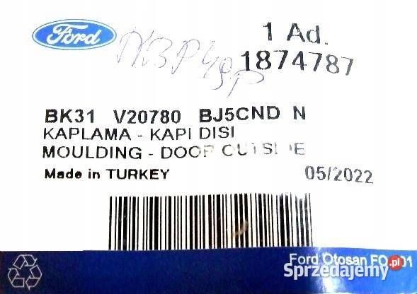 NAKŁADKA LISTWA BOCZNA PRZÓD PRAWA FORD TRANSIT