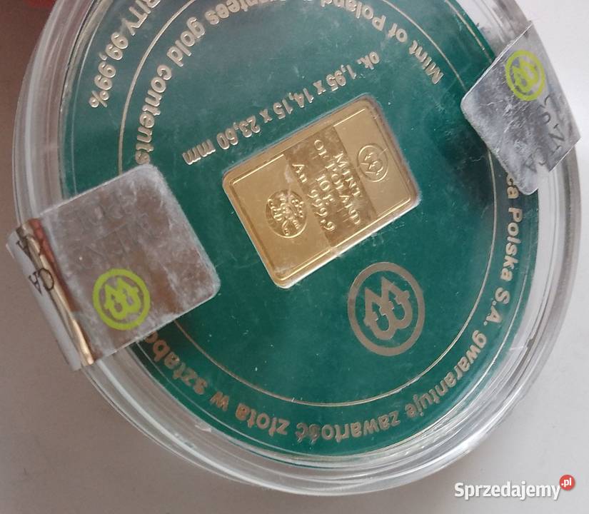 Sztabka złota 10g Au 9999 Mennica Polska Kraków sprzedam