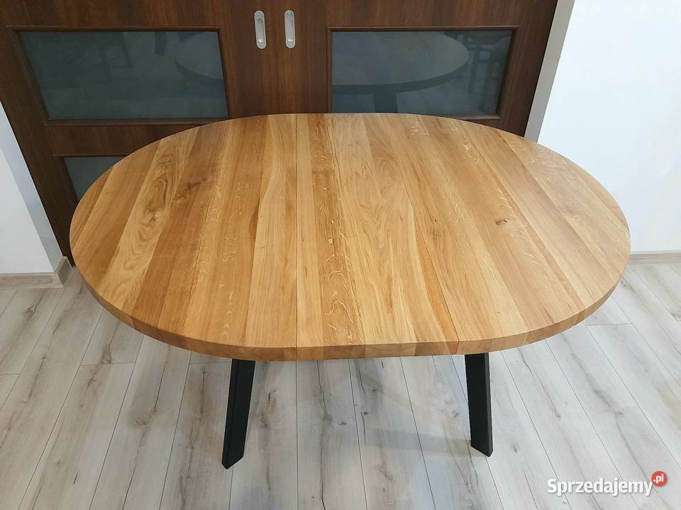 Stół okrągły rozkładany 110 dąb lity 4 Warszawa