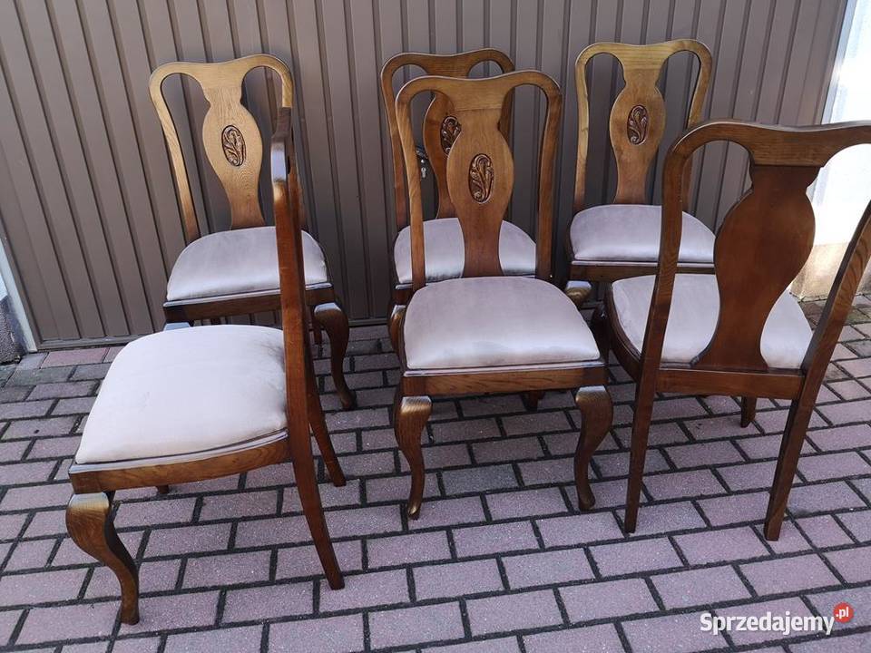 Krzesła Dębowe Stare Antyk Komplet 6 Sztuk W Swarzędz