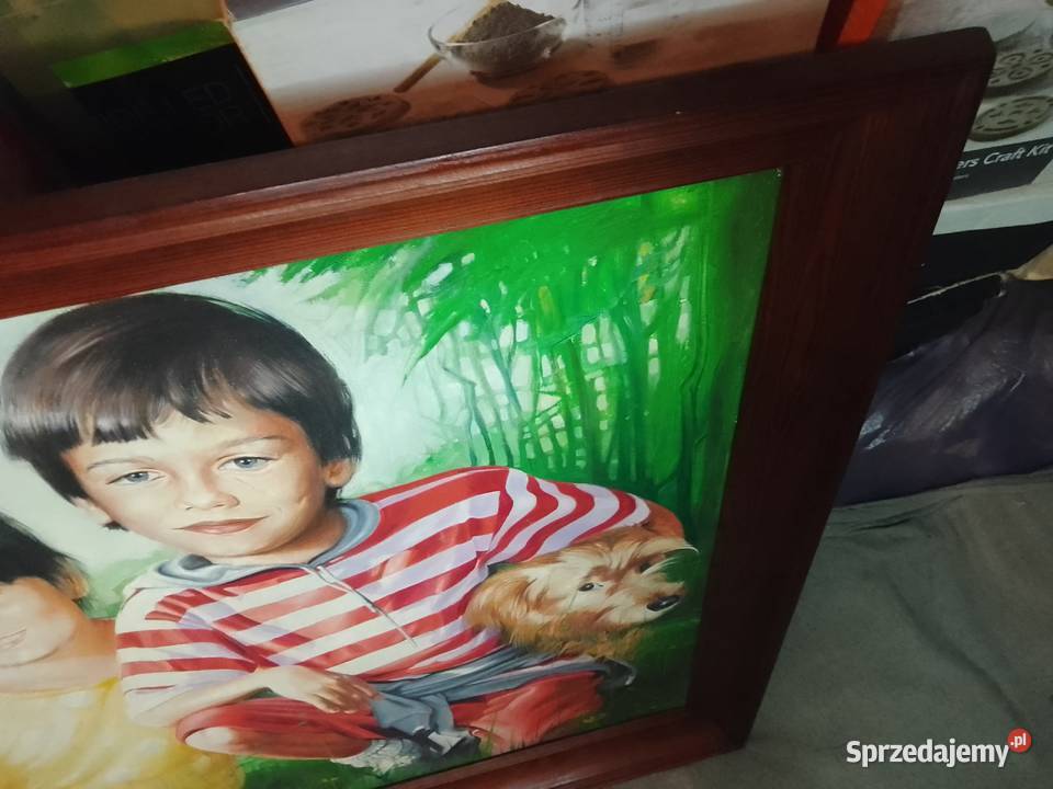 Obraz olejdny3DDzieci pies Świdnik sprzedam