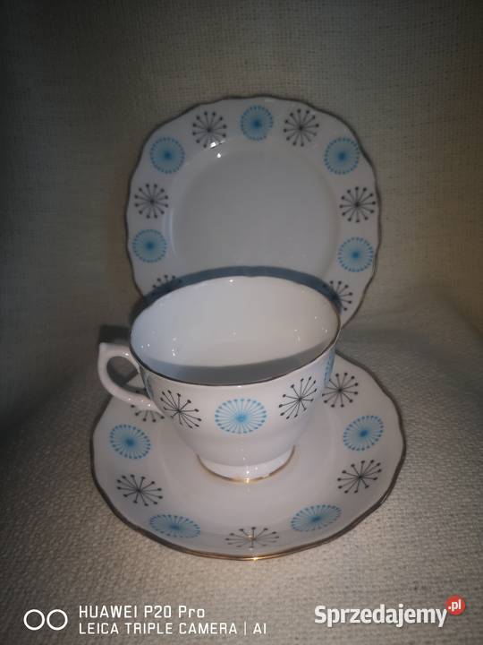 Filiżanka z talerzkiem deserowym Bone China Made Porcelana i szkło Gdańsk