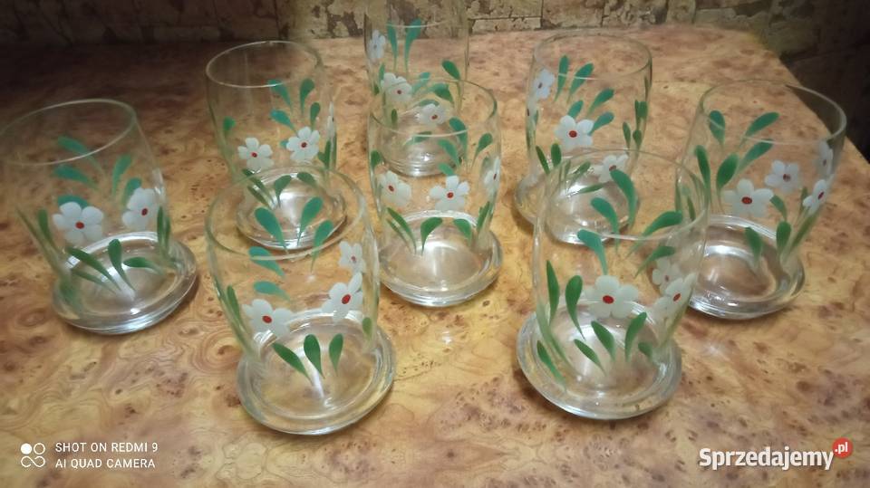Szklanki ręcznie malowane z lat PRL sprzedam Wrocław