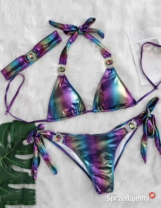 Bikini strój kąpielowy kameleon połysk cyrkonie dolnośląskie Kłodzko sprzedam
