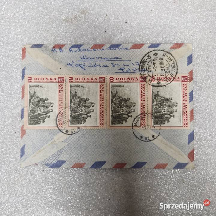 Koperta lotnicza PolskaIndie 1968 znaczki Polanów sprzedam