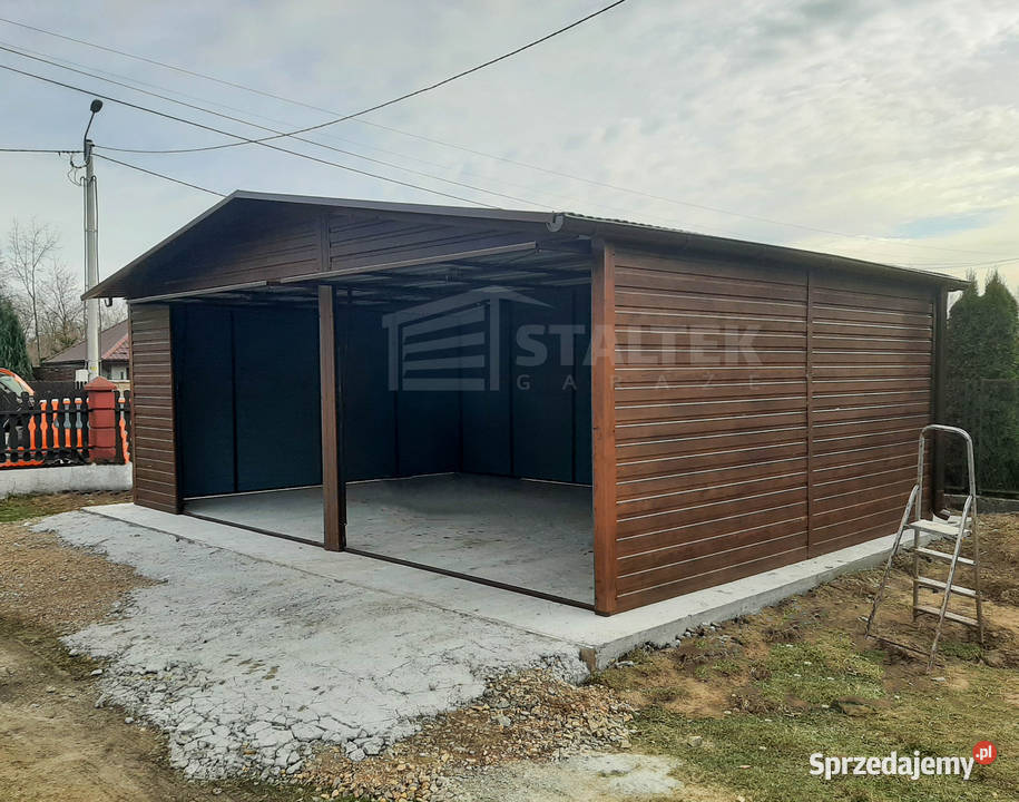 Garaż blaszany 7x6m 2x Brama Dach rynny ST165 Garaże i miejsca postojowe Rybnik