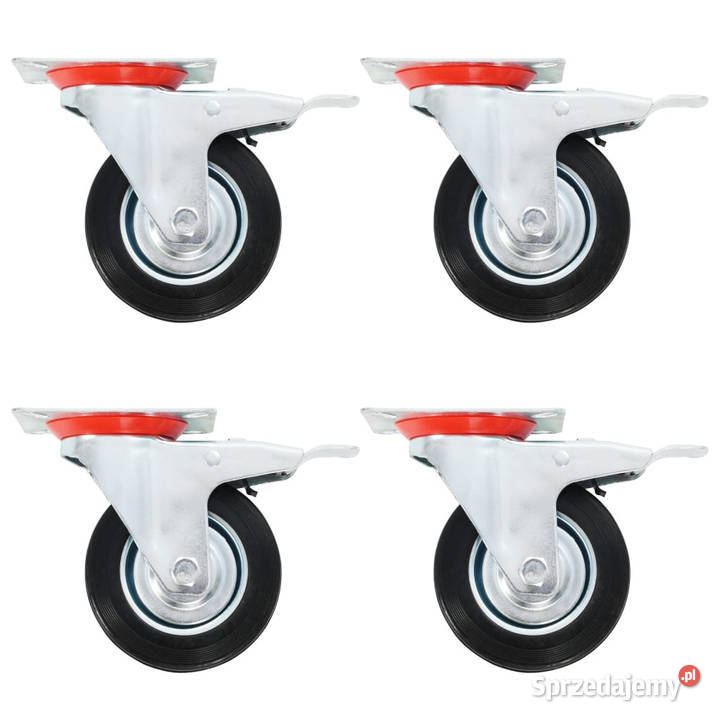 Kółka skrętne z podwójnymi hamulcami 4 100 mm