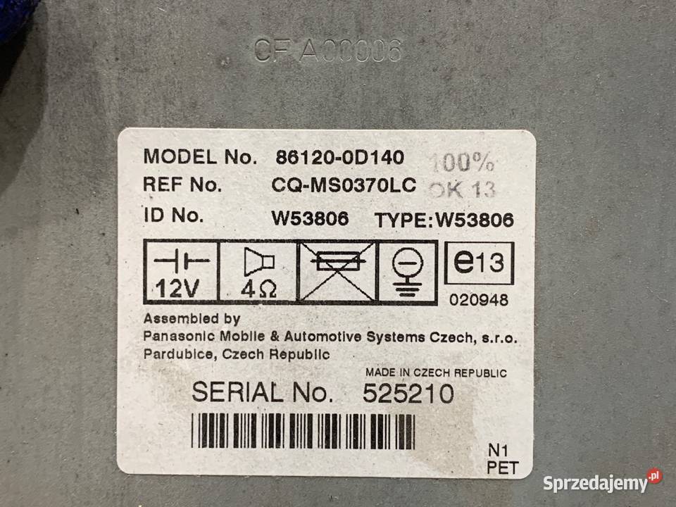 RADIO TOYOTA YARIS I 861200D140 9905 ODTWARZACZ