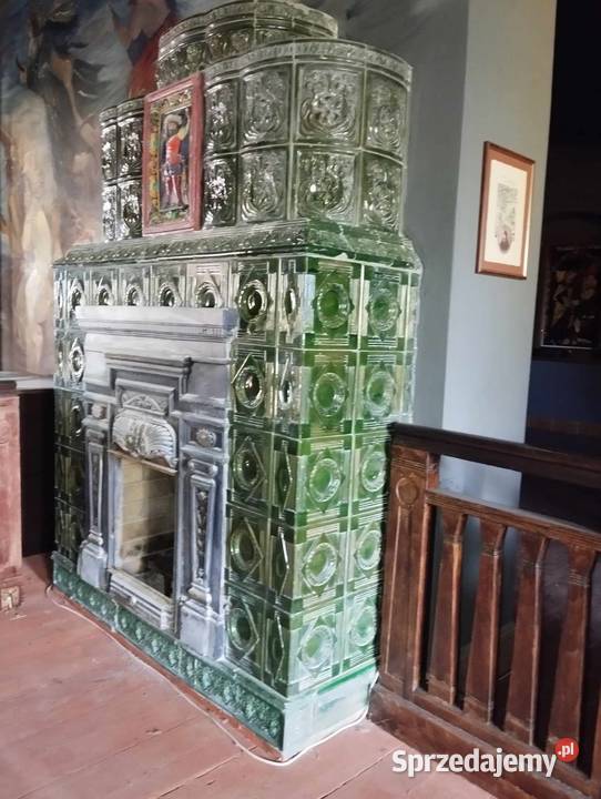 efektowny zabytkowy kominek kaflowy Racibórz sprzedam