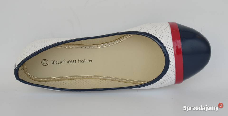 Białe baleriny z granatowym czubkiem rozmiar 39 mazowieckie Żyrardów