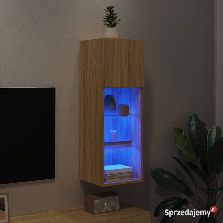 Szafka TV z LED dąb sonoma 305x30x90 WM837005 Warszawa