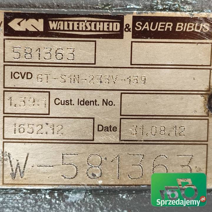 Skrzynia biegów 581363 Sauer Bibus GTS1233V139 Do ciągników