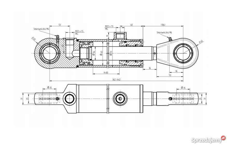 Siłownik Hydrauliczny 63x36 Skok 80 Mocowania Solec Kujawski