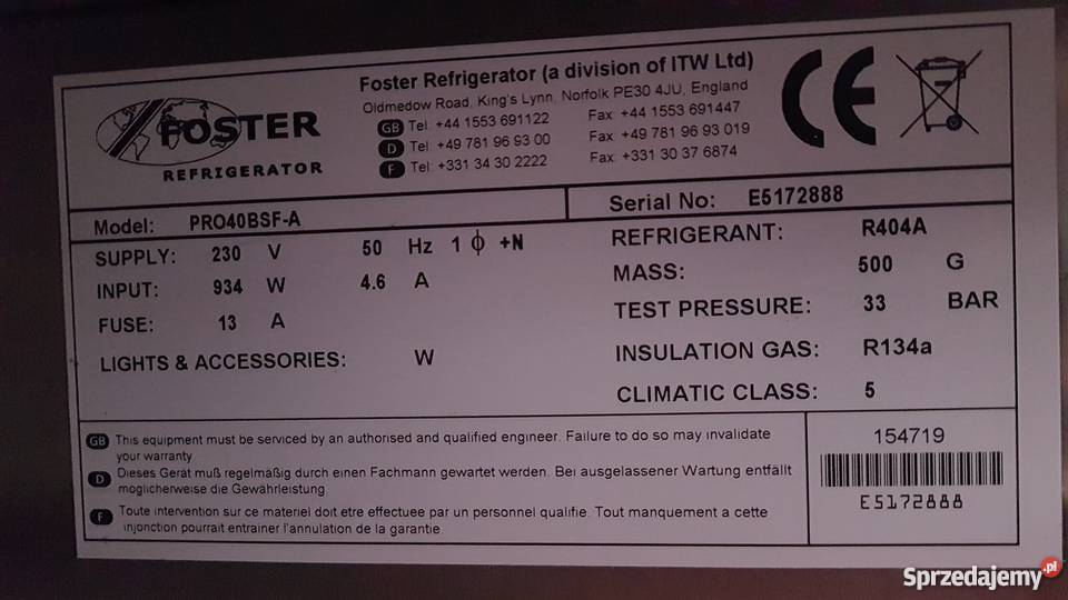 Szafa mroznicza na 28 blach 60x40 Krotoszyn sprzedam