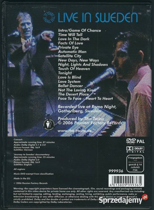 DVD The Twins Live In Sweden 2006 Passion Brwinów