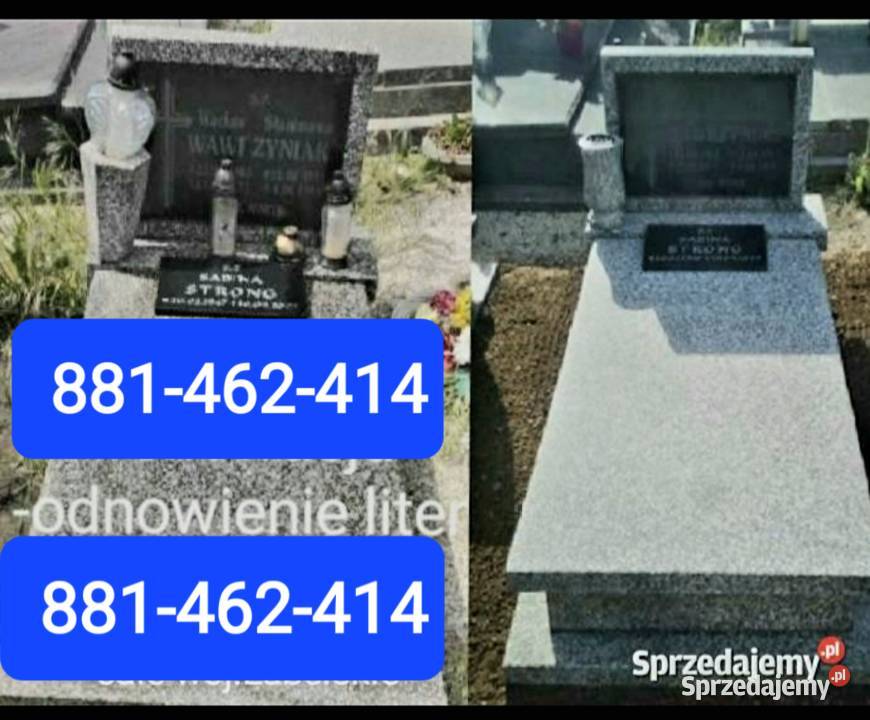 Odnawianie liter scianki nagrobka Naprawy itp Nadrybie Ukazowe