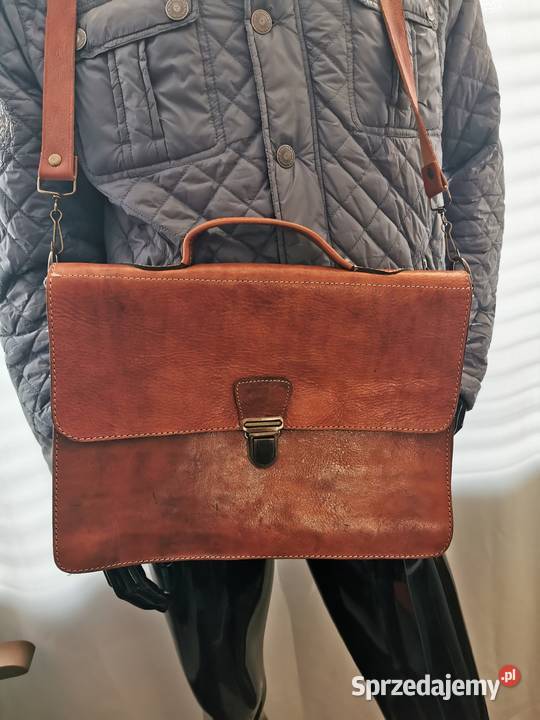 Piękna torba skórzana na laptop aktówka na pasek Uniseks Łask