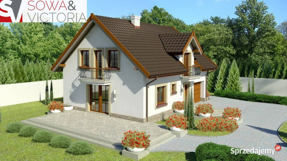 Dwa domy lasie z widokiem na Karkonosze