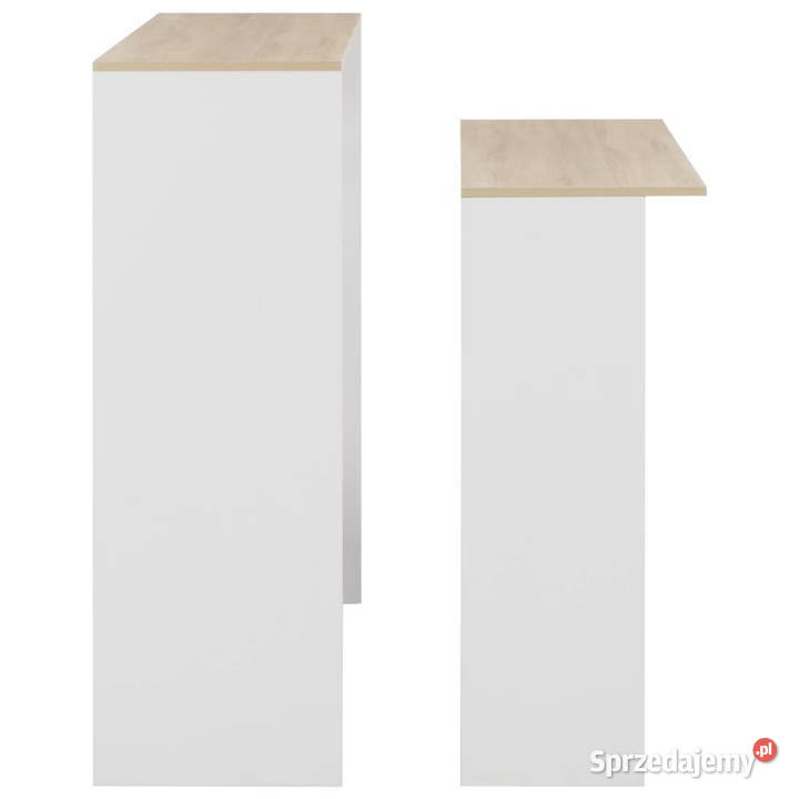 Stół barowy z 2 blatami biały i dębowy 130 x 40 Warszawa